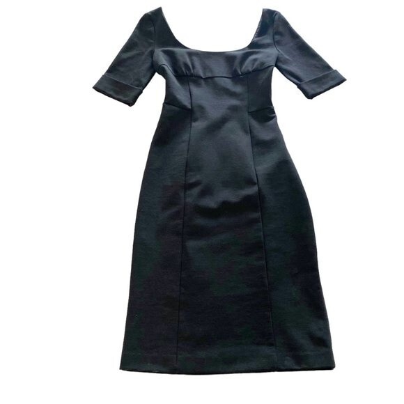 Diane Von Furstenberg Black Brianne Pencil 3/4 Sleeve Scoop Neck & Back Dress 2 - Picture 7 of 16